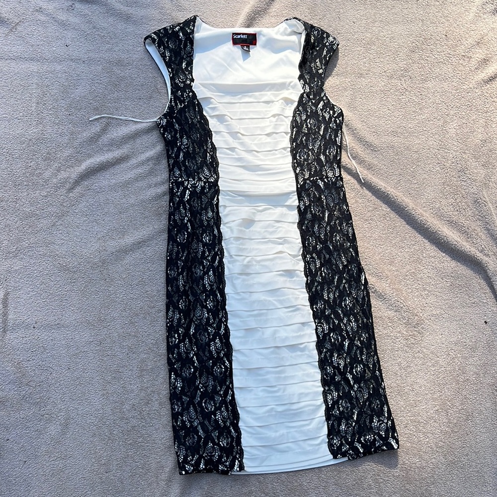 Black and white lace dress